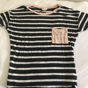Grey, White, and Pink Striped Shirt